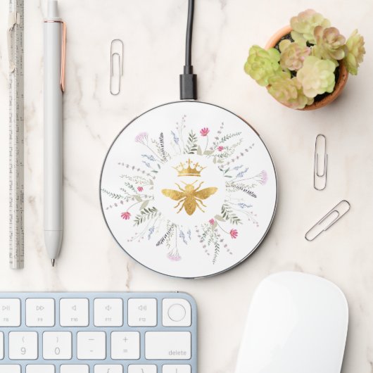 wildflowers queen bee design wireless charger (Desk)
