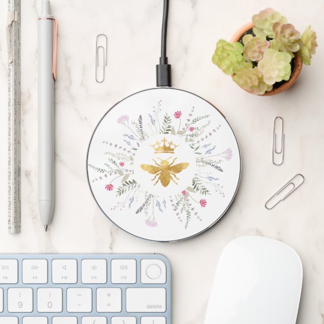 wildflowers  queen bee design wireless charger  (Desk)