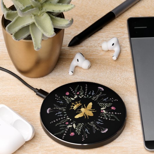 wildflowers queen bee wireless charger (Desk 2)