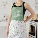 Wildflowers Queen of the Kitchen Name Apron<br><div class="desc">Personalized vintage chic apron featuring a rustic watercolor wildflower pattern,  the title "queen of the kitchen",  their name,  and the year.</div>
