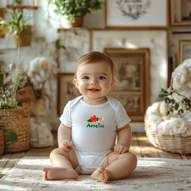  Wildflowers red poppy cute name Baby Bodysuit (Creator Uploaded)