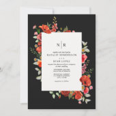 Wildflowers Red Poppy Floral Dark Wedding Invitation (Front)