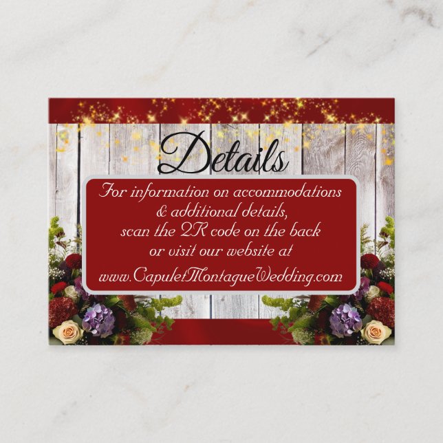 Wildflowers, Red Ribbon & Lights, QR Code Enclosure Card (Front)