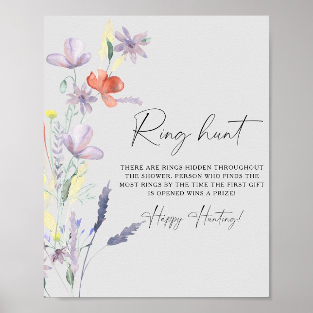 Wildflowers  Ring hunt bridal shower game poster (Front)