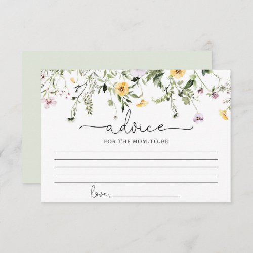 Wildflowers romantic floral Advice for mom parents Enclosure Card