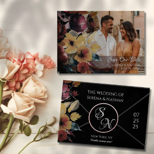Wildflowers Rose Gold Save The Date Photo Card