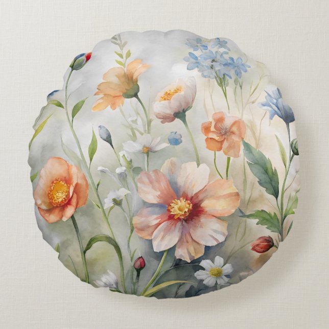 Wildflowers Round Pillow (Front)