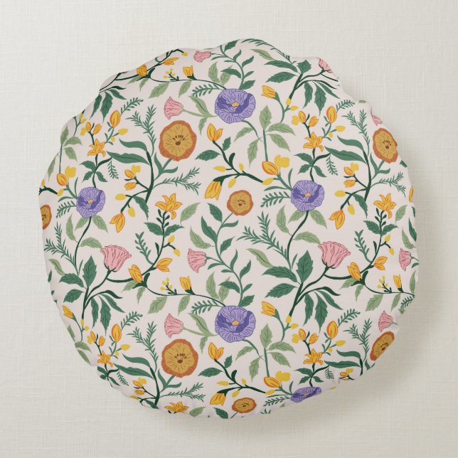 Wildflowers Round Pillow (Back)