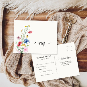 Wildflowers RSVP Wedding Postcard