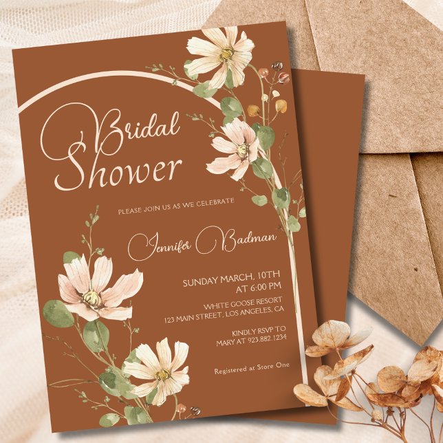Wildflowers Rust Terracotta Bridal Shower Invitation (Creator Uploaded)