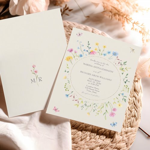 Wildflowers Rustic Boho Wedding Invitation