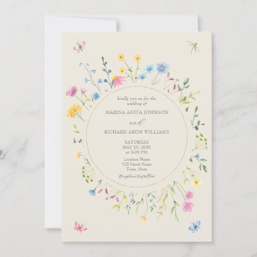Wildflowers Rustic Boho Wedding Invitation Zazzle