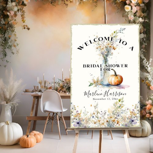 Wildflowers Rustic Fall Pumpkin Floral Bridal Poster