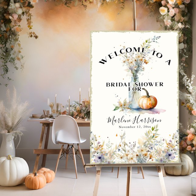 Wildflowers Rustic Fall Pumpkin Floral Bridal Poster (Creator Uploaded)