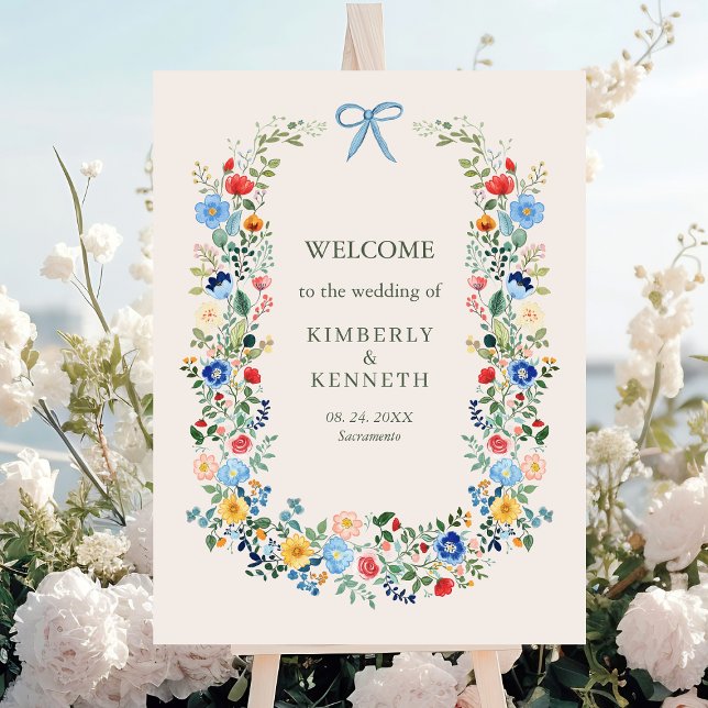 Wildflowers Rustic Garden Wedding Welcome Sign (Creator Uploaded)