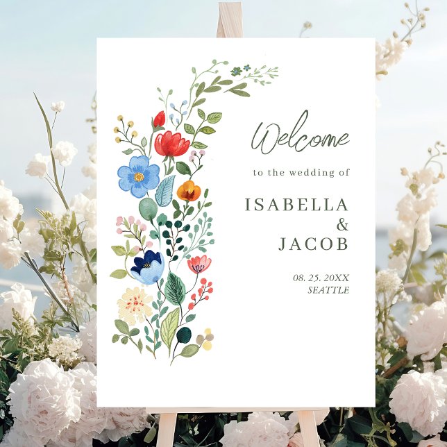  Wildflowers Rustic Garden Wedding Welcome Sign (Creator Uploaded)