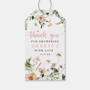 Wildflowers Rustic Pink Bridal Shower Favor Gift Tags