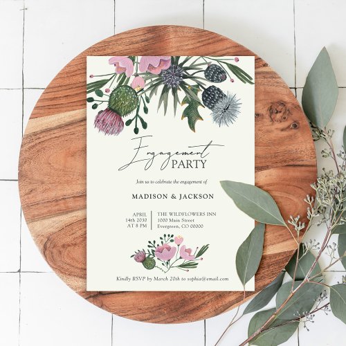 Wildflowers rustic pink Wedding Engagement Party Invitation