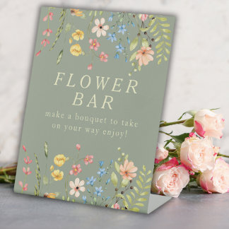 Wildflowers Sage Bridal Shower Flower Bar Sign