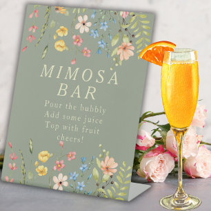 Wildflowers Sage Bridal Shower Mimosa Sign