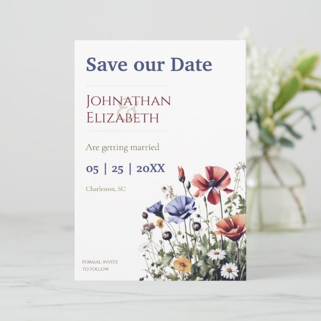 Wildflowers Save The Date (Standing Front)