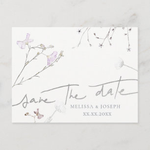 wildflowers   save the date announcement postcard