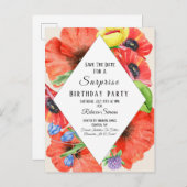 Wildflowers Save The Date Surprise Birthday Party Announcement Postcard (Front/Back)
