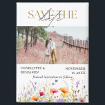 Wildflowers Save The Date Wedding Magnet<br><div class="desc">The Wildflowers Save the Date Wedding Magnet offers a beautiful, nature-inspired way to announce your special day. With an engagement photo template that allows you to feature a cherished photo, this magnet combines elegant typography with a watercolor wildflowers border frame that creates a rustic yet sophisticated look. Its floral and...</div>