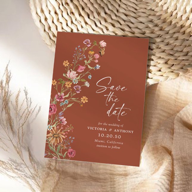 Wildflowers Save The Date with Photo Card (Creator Uploaded)