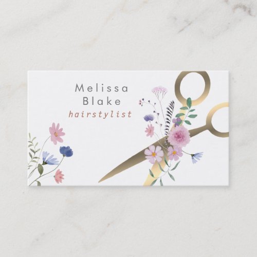wildflowers scissors hairstylist  business card