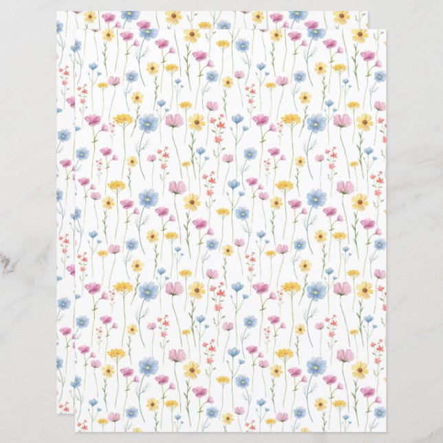 Wildflowers Scrapbook Paper (Front/Back)