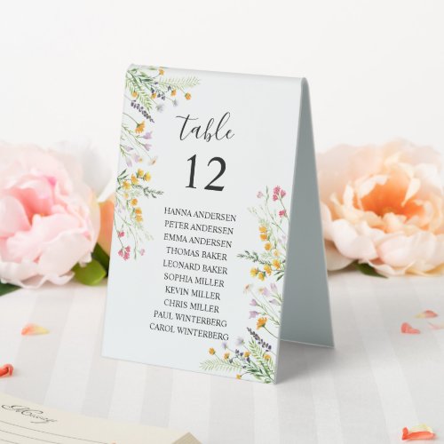 Wildflowers Seating Chart Table Tent Sign