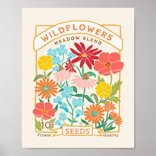 Wildflowers Seed Packet Poster