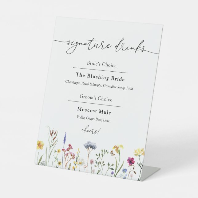 Wildflowers Signature Drinks Pedestal Sign (Front)
