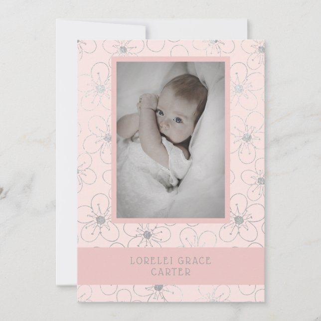 Wildflowers Silver Effect Photo Naming Ceremony Note Card (Front)