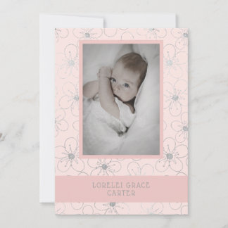 Wildflowers Silver Effect Photo Naming Ceremony Note Card
