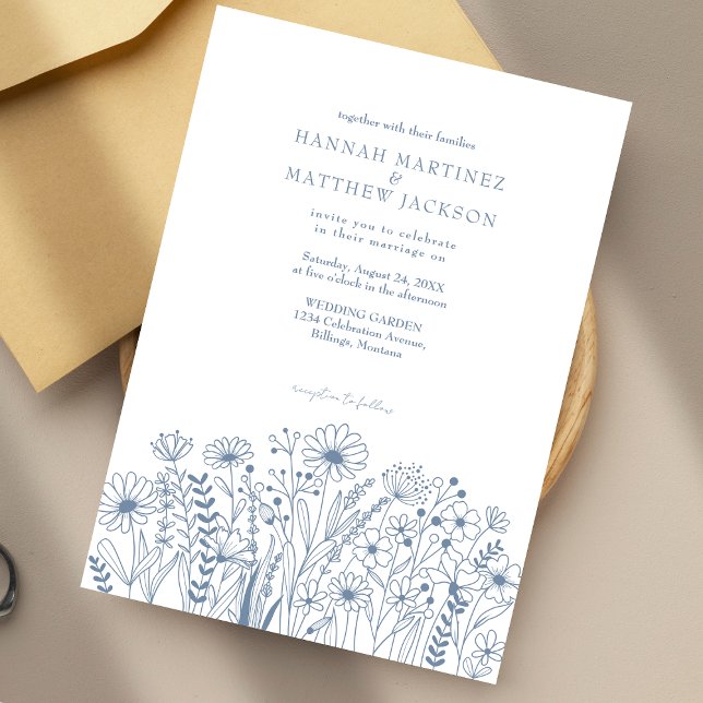 Wildflowers Simple Elegant Boho Wedding Invitation (Creator Uploaded)