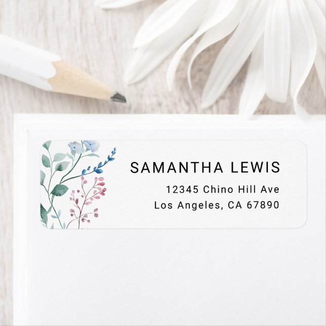 Wildflowers Simple Elegant Modern Return Address Label (Insitu)