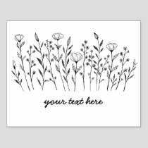 Wildflowers Simple Line Art Flowers Meadow CUSTOM Rubber Stamp