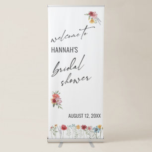 Wildflowers & Simple Typography Bridal Shower Retractable Banner