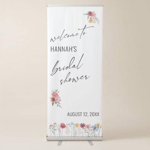 Wildflowers  Simple Typography Bridal Shower Retractable Banner