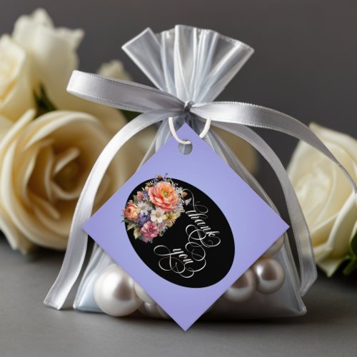 Wildflowers - Sky Blue/Black Favor Tags
