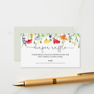 Wildflowers Spring Baby Shower Diaper Raffle Cards