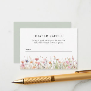Wildflowers Spring Baby Shower Diaper Raffle Enclosure Card