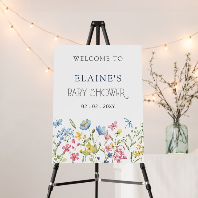 Wildflowers Spring Baby Shower Welcome Sign (In Situ (Stand))