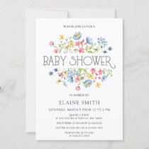 Wildflowers Spring Blossoms Floral Baby Shower Invitation