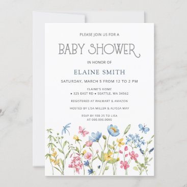Wildflowers Spring Blossoms Floral Baby Shower Invitation