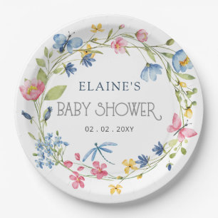 Wildflowers Spring Blossoms Floral Baby Shower Paper Plates