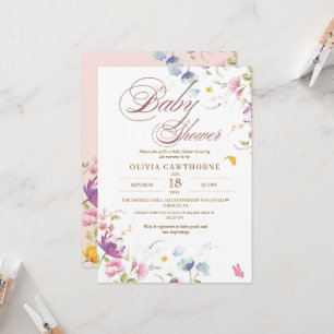 Wildflowers Spring Blush Baby Shower Invitation