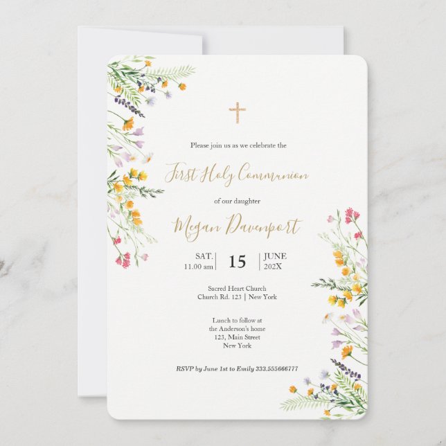 Wildflowers Spring Communion Invitation (Front)